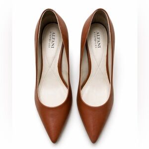 Alfani Step N Flex Brown Leather Pointed Toe Heels